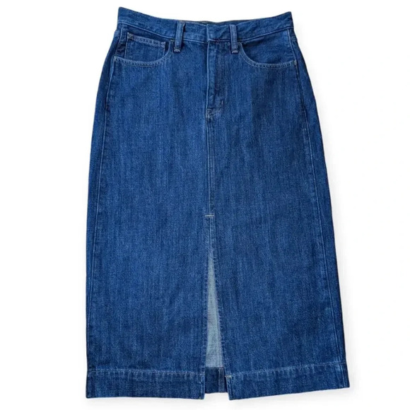 J.Crew Denim Midi Skirt High Rise Jean Skirt Trendy Size 28 - Picture 1 of 9